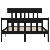 Bed Frame without Mattress Black 135x190 cm Solid Wood Pine - Rear View