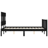 Bed Frame without Mattress Black 135x190 cm Solid Wood Pine - Close-Up Angle