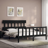 Bed Frame without Mattress Black 150x200 cm Solid Wood Pine - Side View