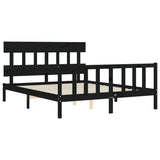 Bed Frame without Mattress Black 150x200 cm Solid Wood Pine - 45-Degree Angle