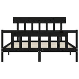 Bed Frame without Mattress Black 150x200 cm Solid Wood Pine