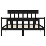 Bed Frame without Mattress Black 150x200 cm Solid Wood Pine