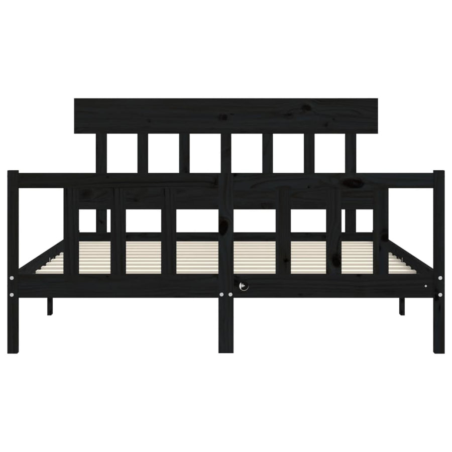 Bed Frame without Mattress Black 150x200 cm Solid Wood Pine