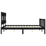 Bed Frame without Mattress Black 150x200 cm Solid Wood Pine - Close-Up Angle