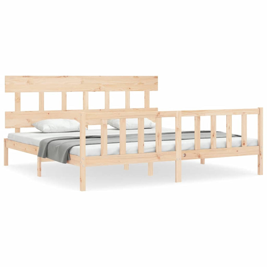 Bed Frame without Mattress 183x203 cm King Solid Wood Pine