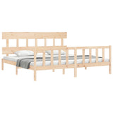Bed Frame without Mattress 183x203 cm King Solid Wood Pine - Side View