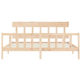 Bed Frame without Mattress 183x203 cm King Solid Wood Pine - Rear View