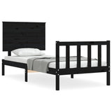 Bed Frame without Mattress Black 90x190 cm Solid Wood Pine - Front View