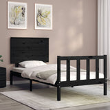 Bed Frame without Mattress Black 90x190 cm Solid Wood Pine