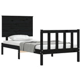 Bed Frame without Mattress Black 90x190 cm Solid Wood Pine
