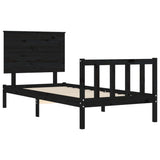Bed Frame without Mattress Black 90x190 cm Solid Wood Pine - 45-Degree Angle