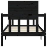 Bed Frame without Mattress Black 90x190 cm Solid Wood Pine