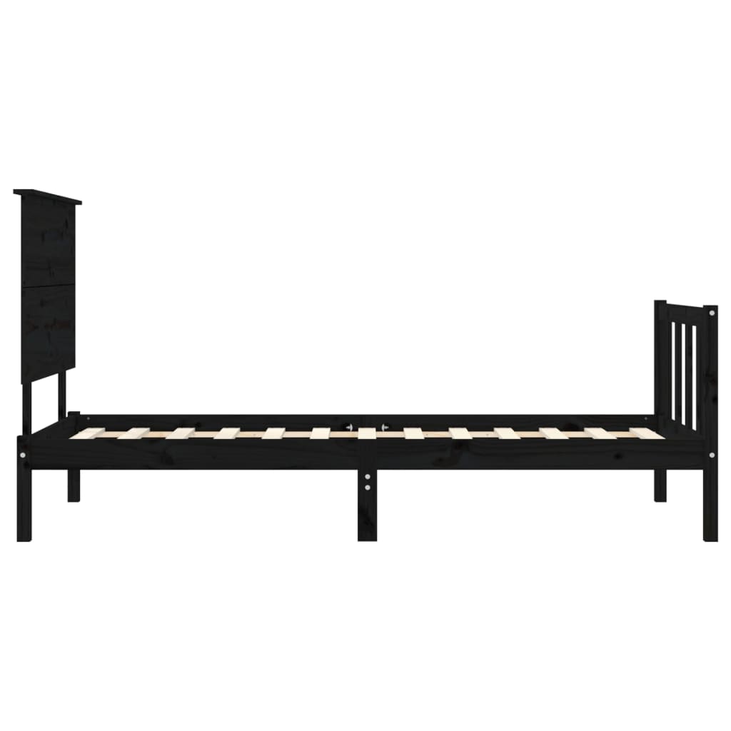 Bed Frame without Mattress Black 90x190 cm Solid Wood Pine