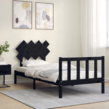 Bed Frame without Mattress Black 90x190 cm Solid Wood Pine