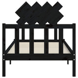 Bed Frame without Mattress Black 90x190 cm Solid Wood Pine - Rear View