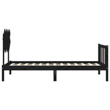 Bed Frame without Mattress Black 90x190 cm Solid Wood Pine - Close-Up Angle