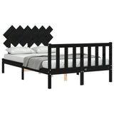 Bed Frame without Mattress Black 135x190 cm Solid Wood Pine - Top-Down View