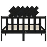 Bed Frame without Mattress Black 135x190 cm Solid Wood Pine - Rear View