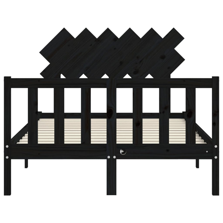 Bed Frame without Mattress Black 135x190 cm Solid Wood Pine