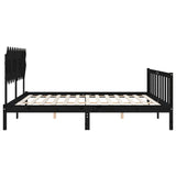 Bed Frame without Mattress Black 135x190 cm Solid Wood Pine - Close-Up Angle