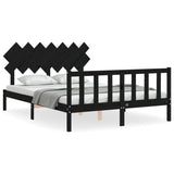 Bed Frame without Mattress Black 150x200 cm Solid Wood Pine - Front View