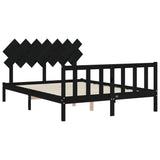 Bed Frame without Mattress Black 150x200 cm Solid Wood Pine - 45-Degree Angle