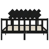 Bed Frame without Mattress Black 150x200 cm Solid Wood Pine - Rear View