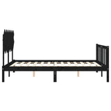 Bed Frame without Mattress Black 150x200 cm Solid Wood Pine - Close-Up Angle