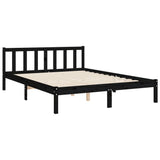 Bed Frame without Mattress Black 150x200 cm Solid Wood Pine - Extra Image