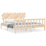 Bed Frame without Mattress 183x203 cm King Solid Wood Pine - Front View