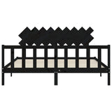 Bed Frame without Mattress Black 183x203 cm King Solid Wood Pine - Rear View