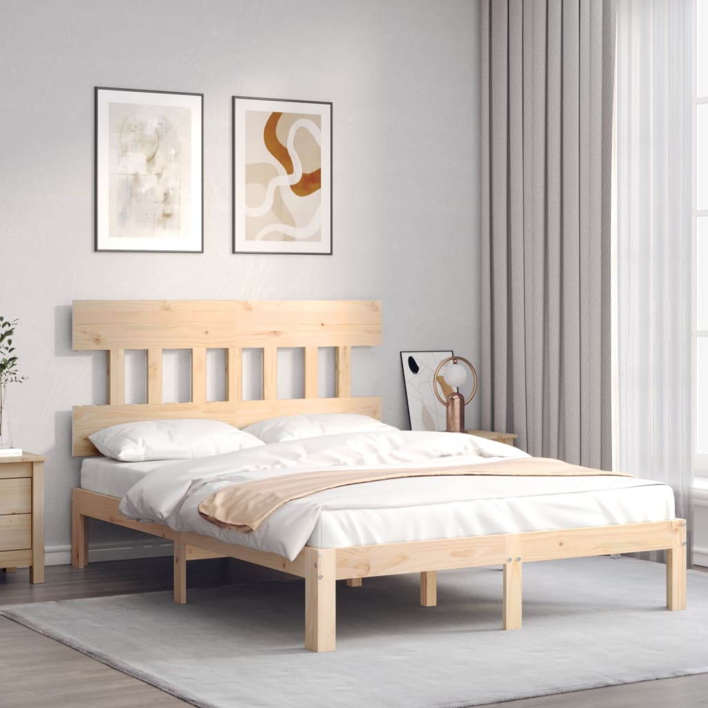 Bed Frame without Mattress 135x190 cm Solid Wood Pine