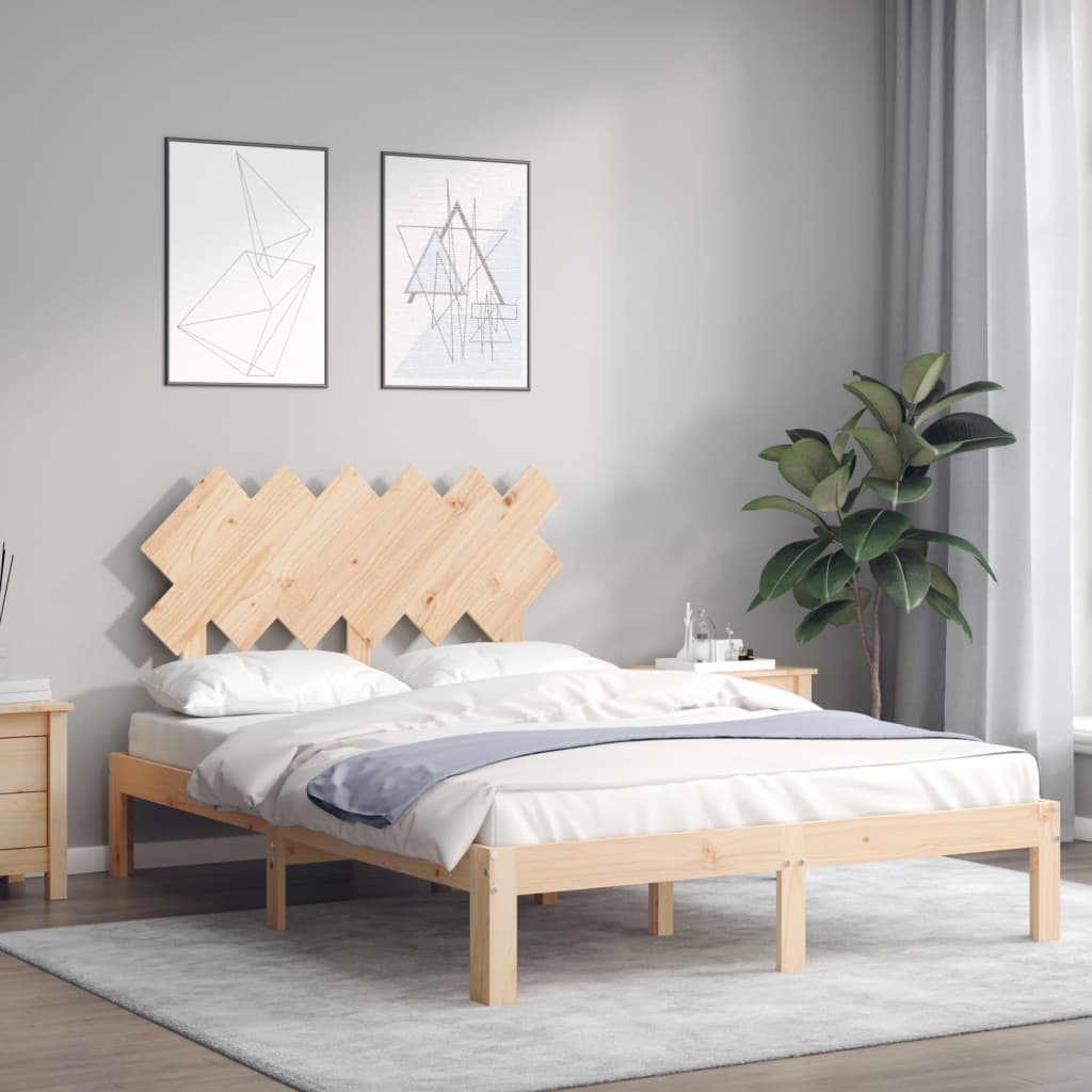 Bed Frame without Mattress 135x190 cm Solid Wood Pine