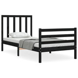 Bed Frame without Mattress Black 90x190 cm Solid Wood Pine