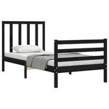 Bed Frame without Mattress Black 90x190 cm Solid Wood Pine