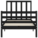 Bed Frame without Mattress Black 90x190 cm Solid Wood Pine - Rear View