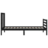 Bed Frame without Mattress Black 90x190 cm Solid Wood Pine - Close-Up Angle