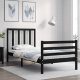 Bed Frame without Mattress Black 90x190 cm Solid Wood Pine