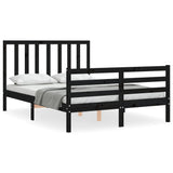 Bed Frame without Mattress Black 135x190 cm Solid Wood Pine