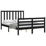 Bed Frame without Mattress Black 135x190 cm Solid Wood Pine