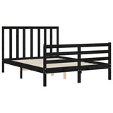 Bed Frame without Mattress Black 135x190 cm Solid Wood Pine - 45-Degree Angle