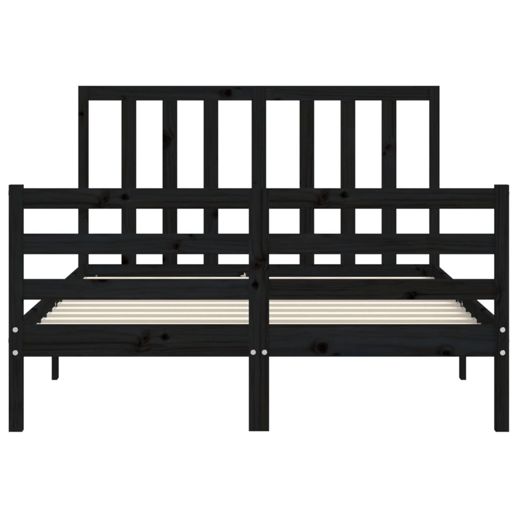 Bed Frame without Mattress Black 135x190 cm Solid Wood Pine