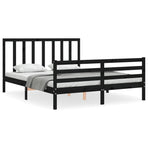 Bed Frame without Mattress Black 150x200 cm Solid Wood Pine