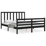 Bed Frame without Mattress Black 150x200 cm Solid Wood Pine - Front View