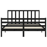 Bed Frame without Mattress Black 150x200 cm Solid Wood Pine