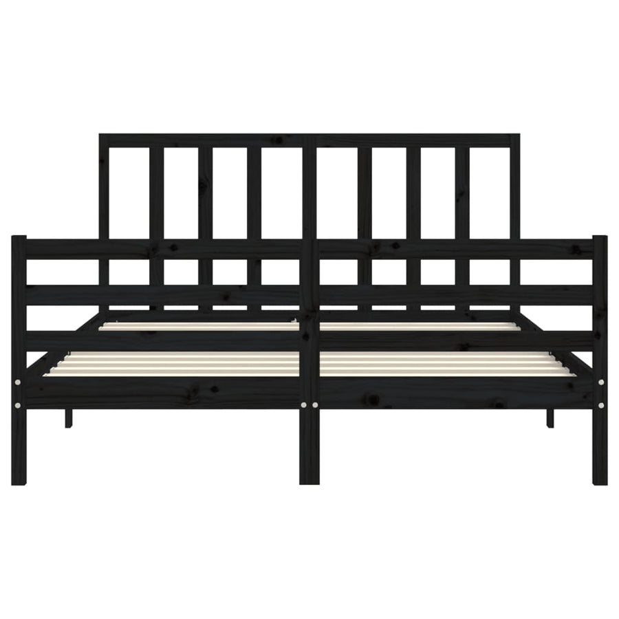 Bed Frame without Mattress Black 150x200 cm Solid Wood Pine