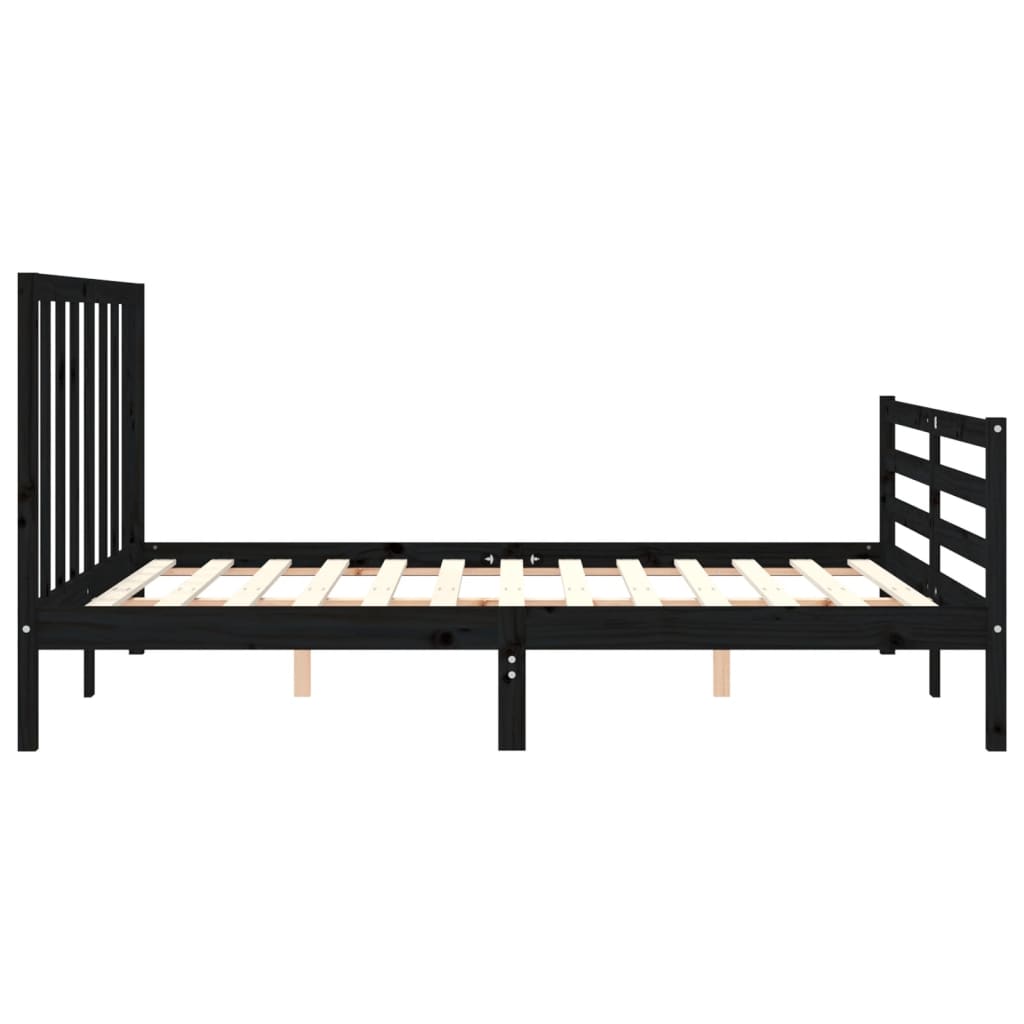Bed Frame without Mattress Black 150x200 cm Solid Wood Pine