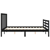 Bed Frame without Mattress Black 150x200 cm Solid Wood Pine - Close-Up Angle
