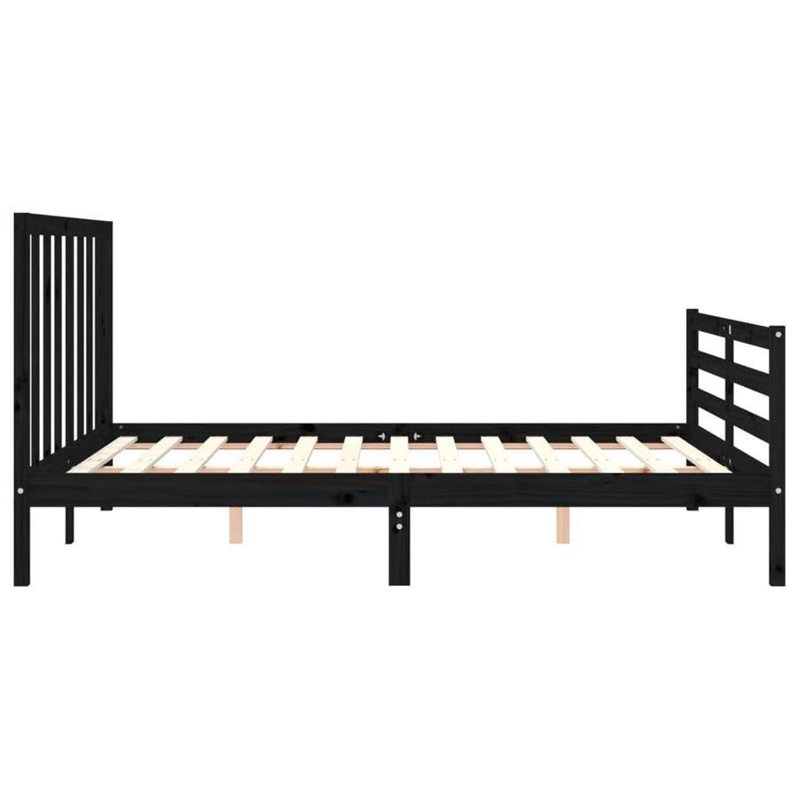 Bed Frame without Mattress Black 150x200 cm Solid Wood Pine
