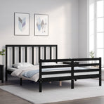 Bed Frame without Mattress Black 150x200 cm Solid Wood Pine